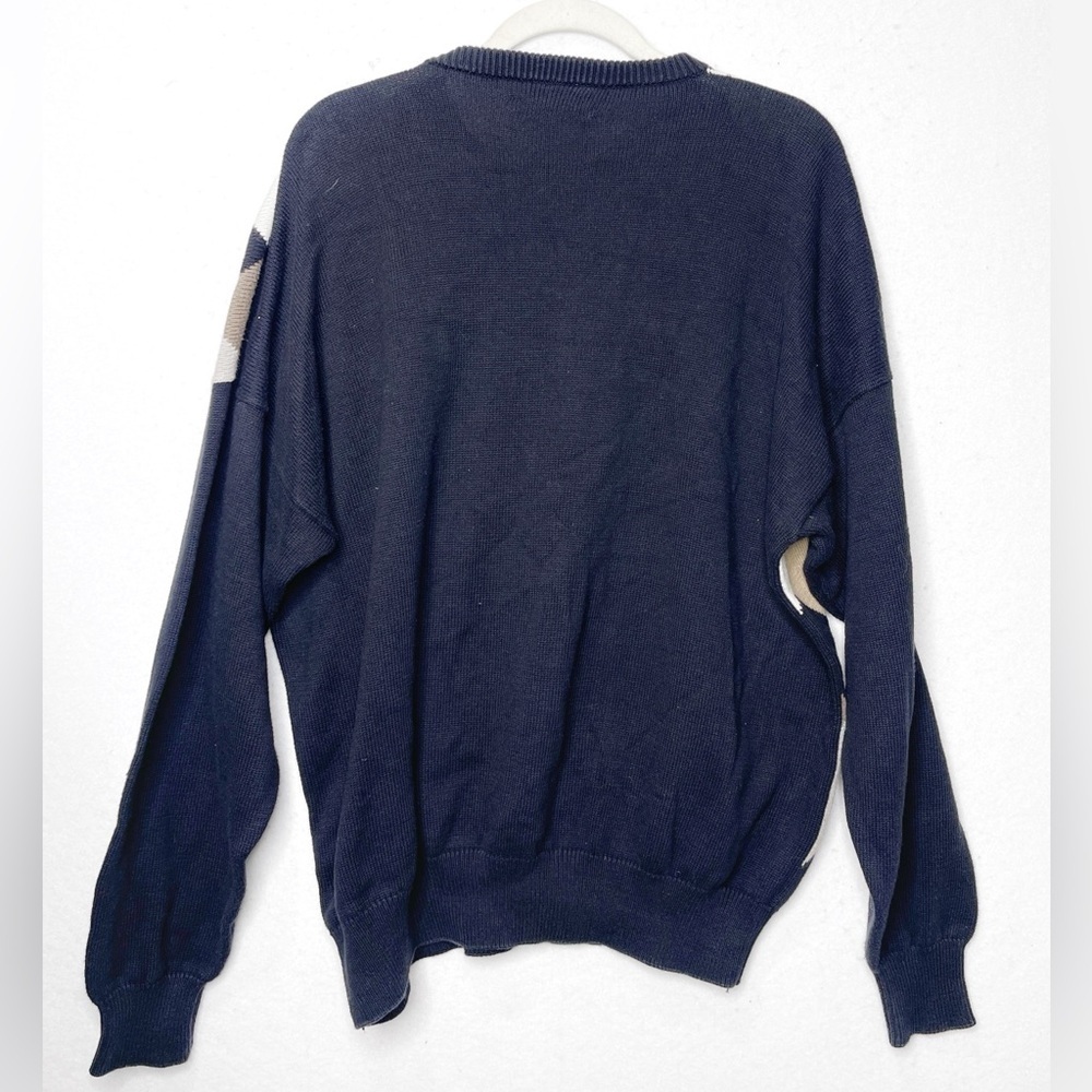 Tuttle Golf Collection Geometric Crewneck Sweater 100% Cotton Black Brown White - Picture 2 of 5